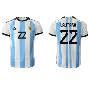 Argentina Lautaro Martinez #22 Domácí Dres MS 2022 Krátký Rukáv